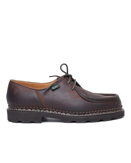Paraboot Brown 'Michael' Leather Derby Shoes for men
