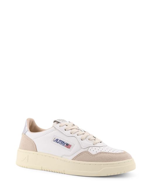 Autry White Medalist Low Leather Low-Top Sneakers With Suede Inserts
