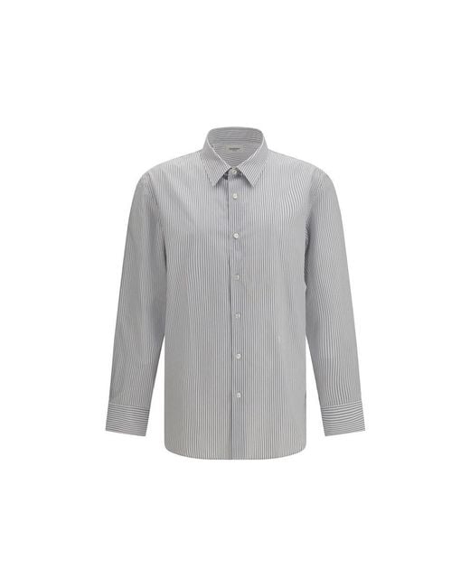 Saint Laurent Gray Cotton Pattern Shirt for men