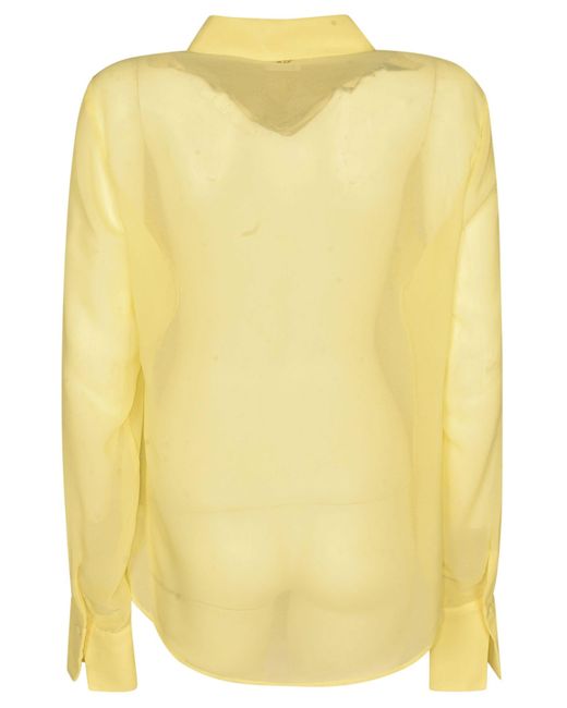 Blugirl Blumarine Yellow Round Hem See-Through Plain Shirt
