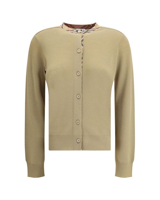 Burberry Green Knit Cardigan Wool Ovis Aries
