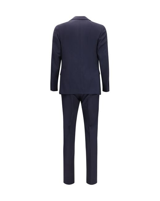 Lardini Blue Iconic Suit Fleece Wool Suits for men