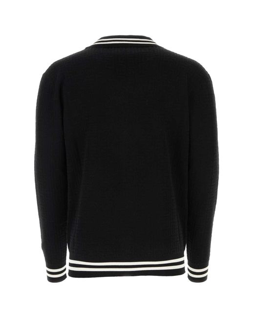 Balmain Black Wool Blend Cardigan for men