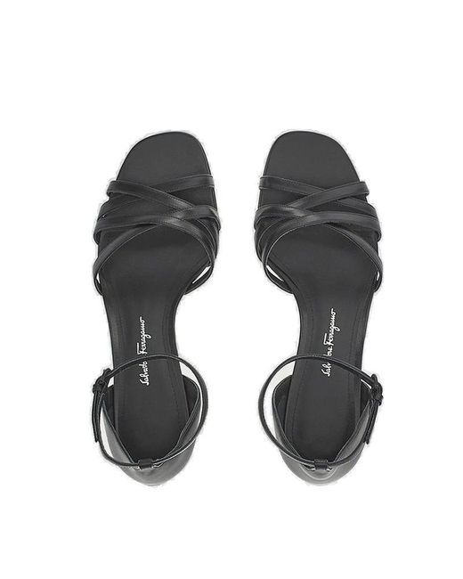Ferragamo Black Buckle Strap Heeled Sandals for men