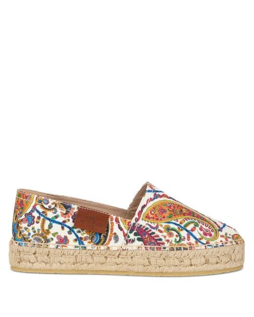 Etro White Espadrilles Multi-Floral Cotton