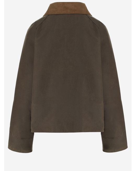 Barbour Brown Waxed Cotton Jacket With Contrast Collar