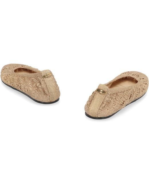 Isabel Marant White Belna Crochet Ballet Flats Knit: Polyester Ballerina Shoes
