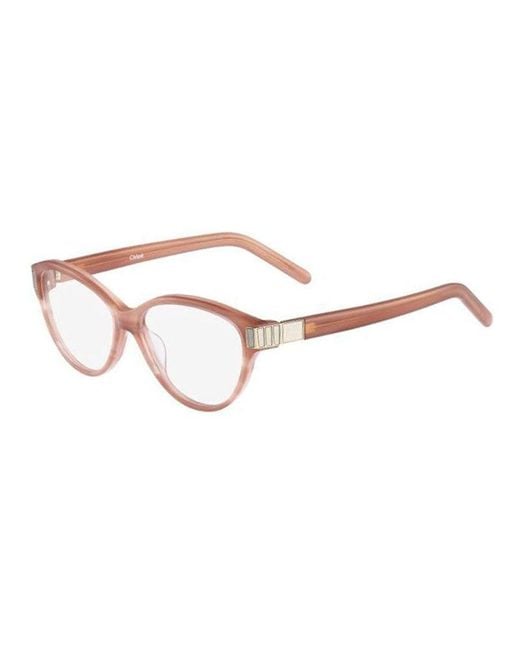 Chloé Brown Chloe Eyeglasses Cat Eye Full Rim, Striped Frame And Clear Demo Lens Ce2654674