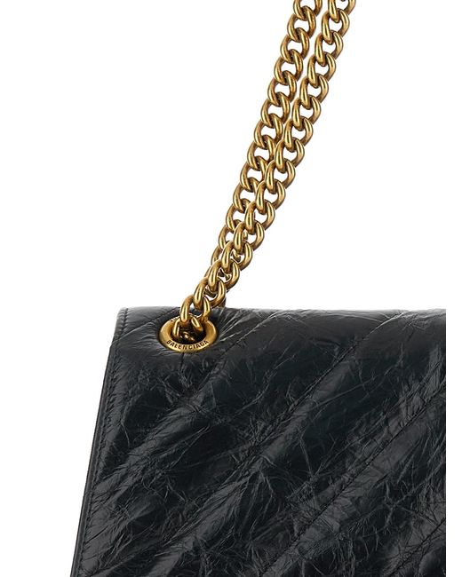Balenciaga Black Crush M Crossbody Bag With B Logo Calf Leather Shoulder