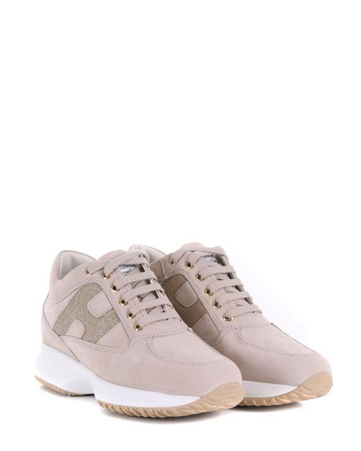 Hogan Leather Sneakers Donna Interactive In Pelle Scamosciata in Beige  (Natural) | Lyst