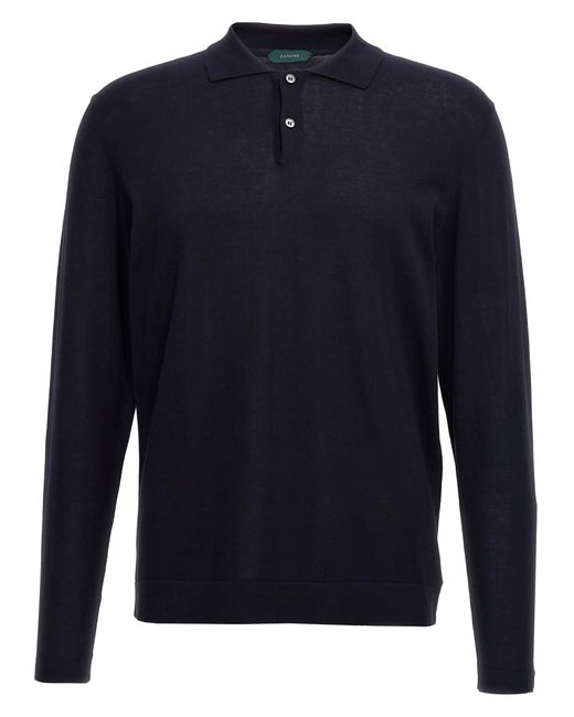 Zanone Blue Cotton Silk Polo Shirt for men