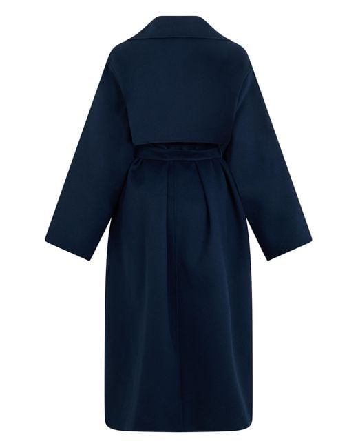 Weekend by Maxmara Blue Long Coat Virgin Wool Dark