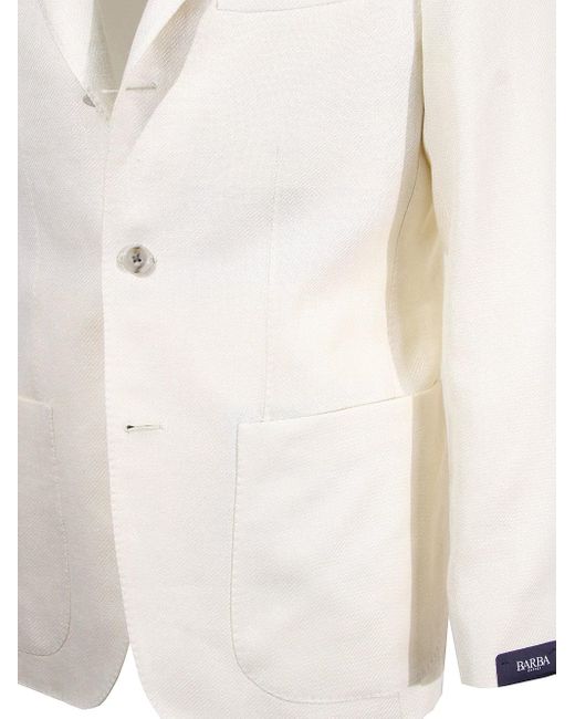 Barba Napoli White Barba Single-Breasted Jacket for men