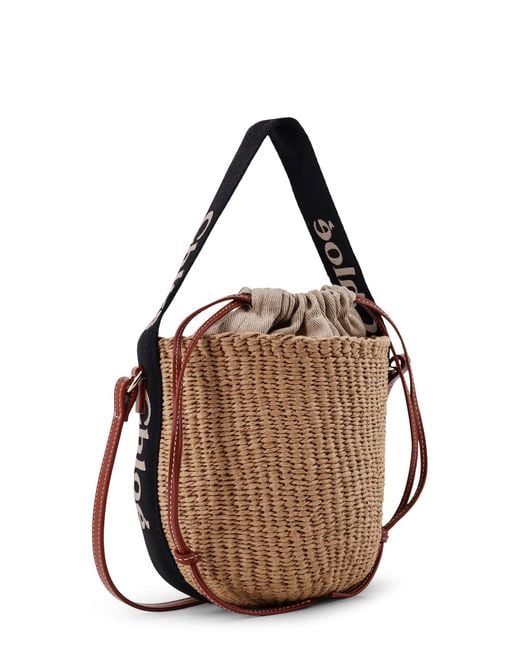 Chloé Brown Woody Raffia Bucket Bag