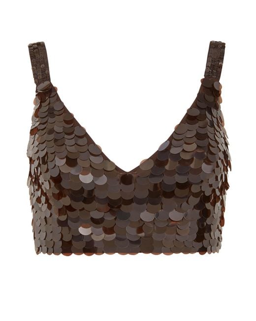 P.A.R.O.S.H. Black Cropped Sequin Top Tops