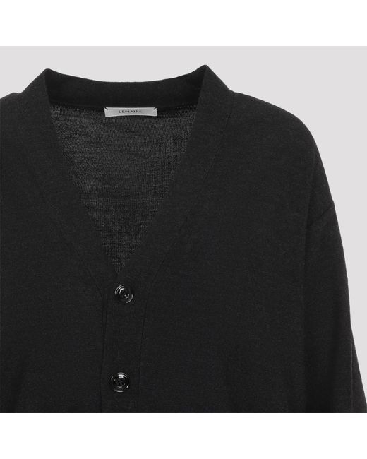 Lemaire Black Convertible Wool Cardigan For All