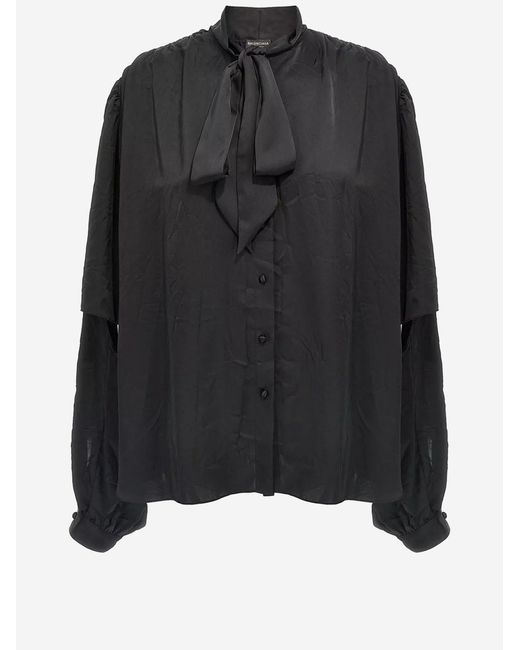 Balenciaga Black Shirt With Bow Polyester