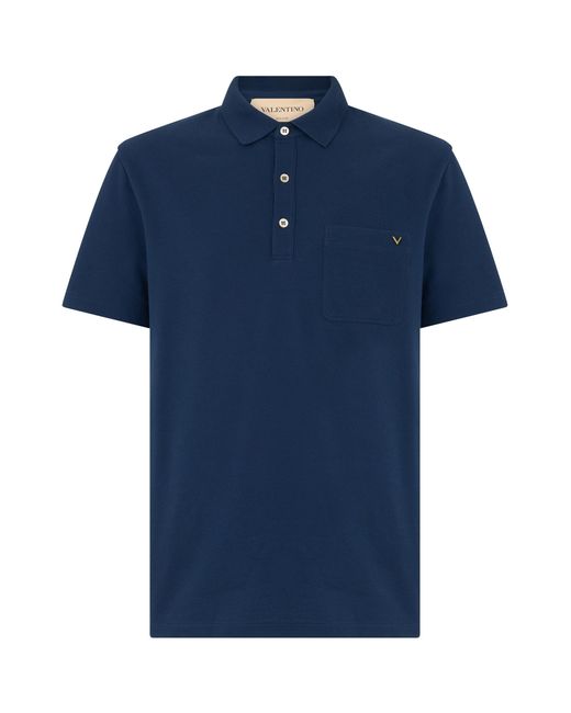 Valentino Garavani Blue Polo Shirt Piqué Cotton for men