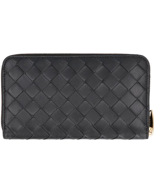 Bottega Veneta Gray Leather Zip-Around Wallet For