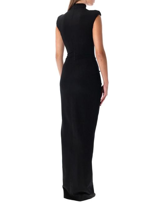 Balmain Black Long Jersey Dress With Zip