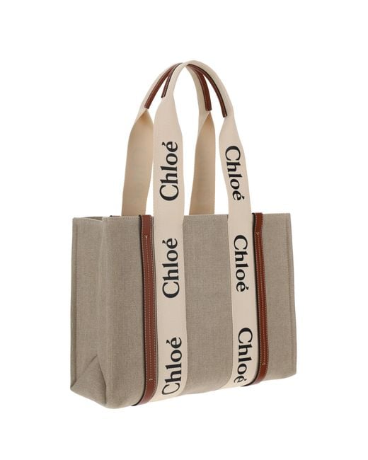 Chloé Natural Woody Canvas Shoulder Bag
