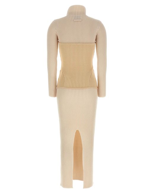 Jean Paul Gaultier Natural Ribbed Merino Wool Corset Dress