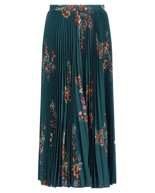 Etro Green Pleated Skirt Skirts