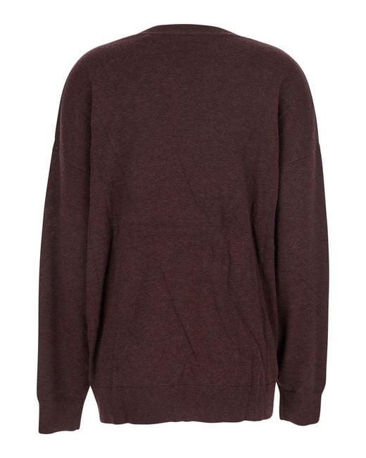Isabel Marant Purple V-Neck Sweater With Ring Detail
