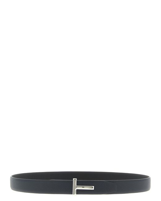 Tom Ford Black Hammered Reversible Belt for men