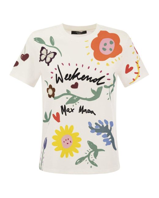 Weekend by Maxmara White Cinema Jersey T Shirt With Print