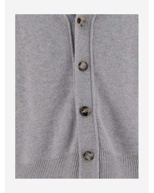 Bottega Veneta Gray Cashmere Blend Cardigan With V-Neck for men