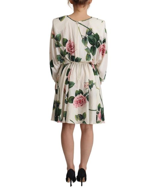 Dolce & Gabbana Multicolor Elegant Stretch Silk Pleated Rose Dress