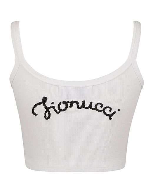Fiorucci White Embroidered Cropped Tank Top