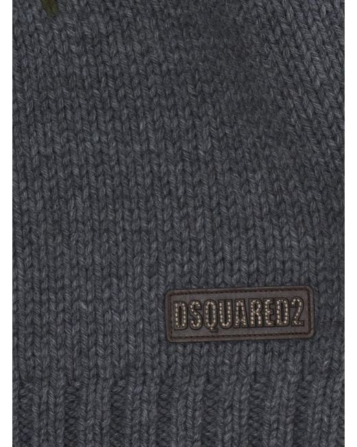 DSquared² Black Crewneck Sweater With Geometric Embroidery Wool Tops for men