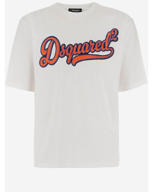DSquared² White Cotton T-Shirt With Logo for men