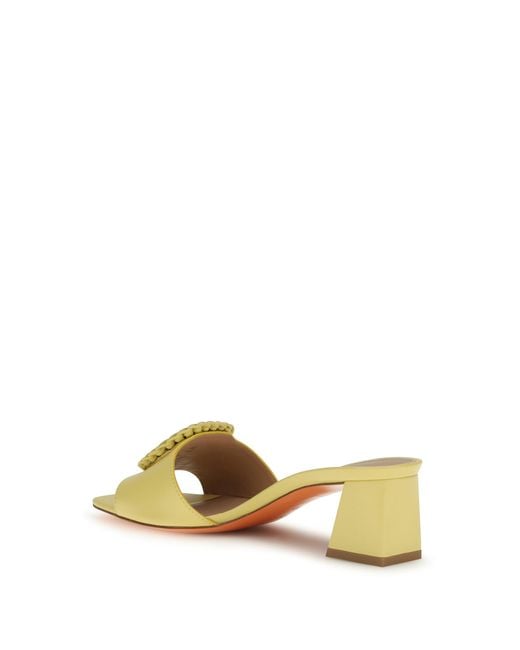 Santoni Metallic Leather Mule Sandals Calf Pumps