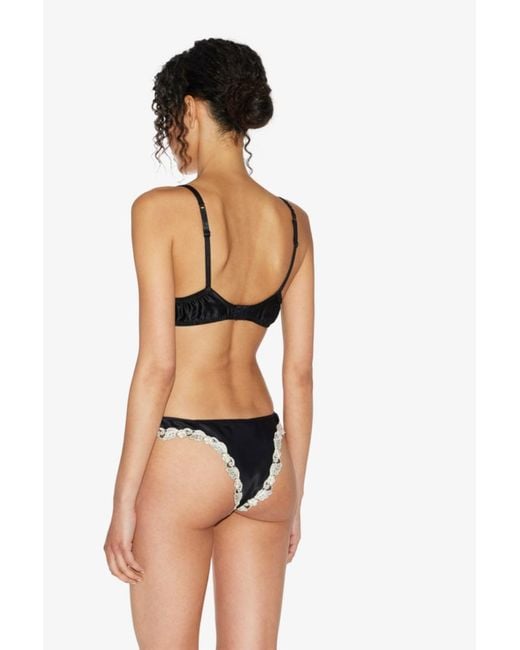 La Perla Black Silk Underwired Bra With Ivory Frastaglio Plm005123,,Ivory Clothing