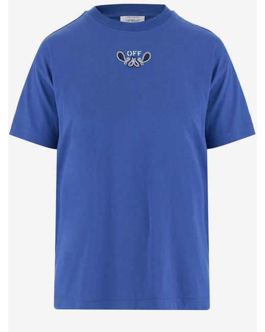 Off-White c/o Virgil Abloh Blue Arrow Bandana Cotton T-shirt