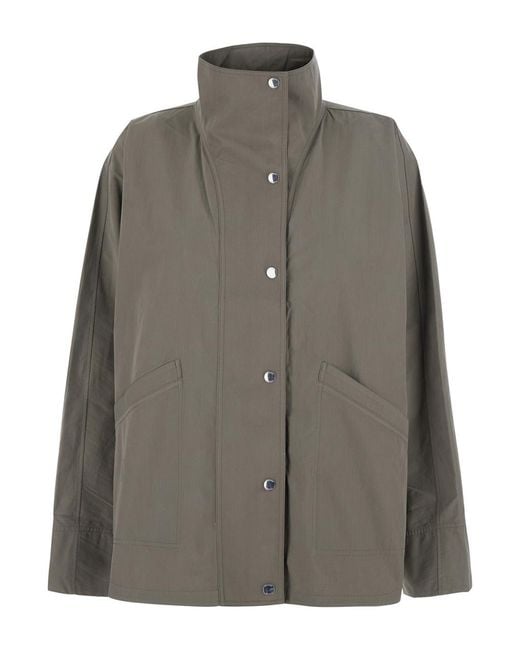 Totême Gray Parachute Jacket Cotton Organic Coat