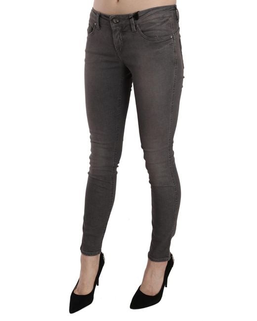 CoSTUME NATIONAL Black Washed Low Waist Skinny Jeans Cotton Clothing