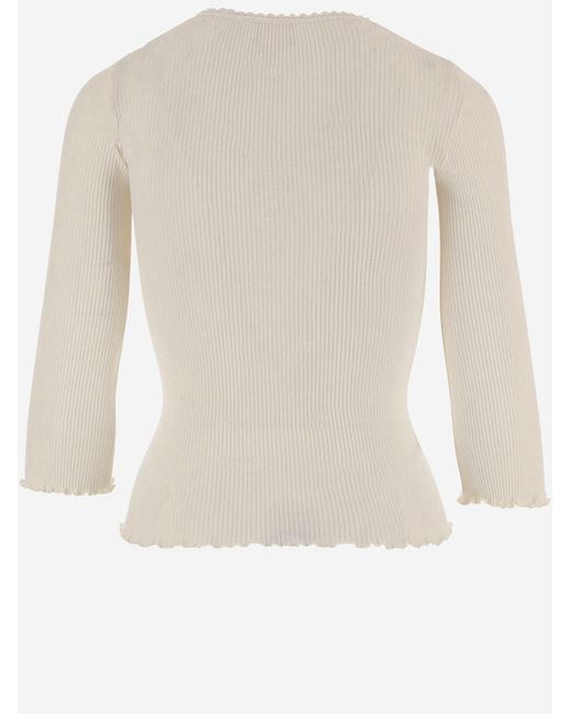 Chloé White Fitted Cotton-Silk Jersey Top Tops