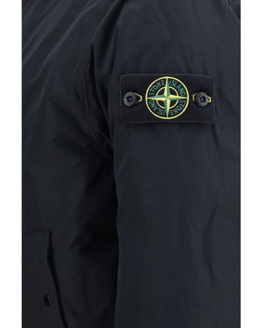 Stone Island Blue Long Down Jacket for men