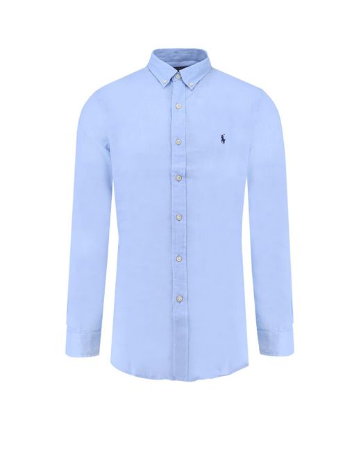 Polo Ralph Lauren Men's Blue Slim Fit Linen Shirt
