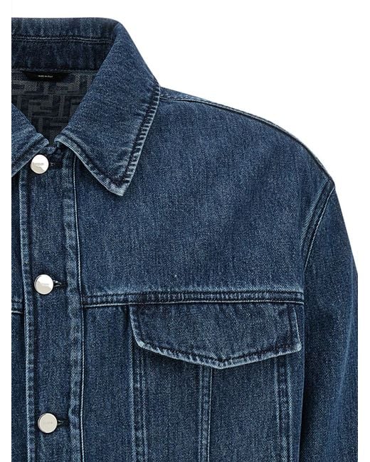 Fendi Blue 'Ff Selleria' Denim Jacket for men
