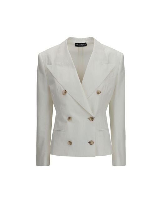 Dolce & Gabbana Gray White Cotton Blazer