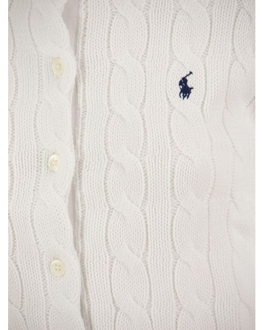 Polo Ralph Lauren White Plaited Cotton Cardigan