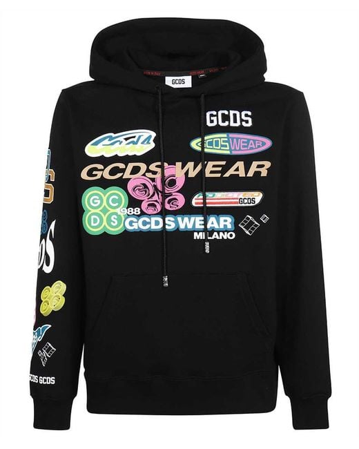 Gcds Black Cotton Hoodie for men