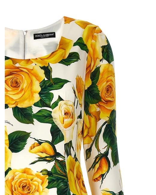 Dolce & Gabbana Yellow 'Rose Gialle' Midi Dress