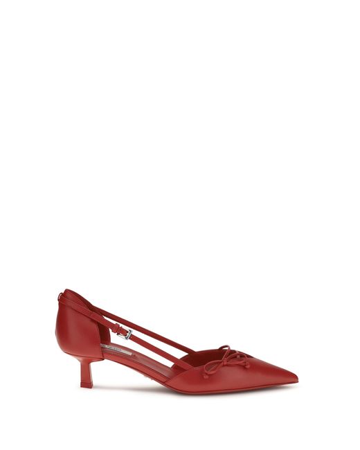 Prada Red Side-Cut Leather Pumps