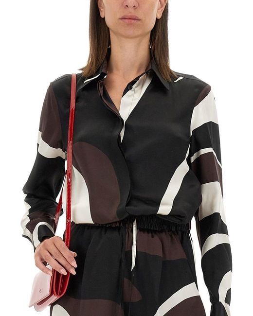 Kiton Black Printed Shirt Silk